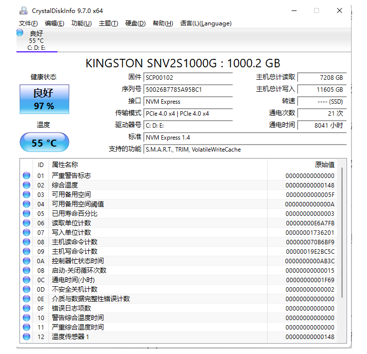 硬盘检测及监控工具 CrystalDiskInfo